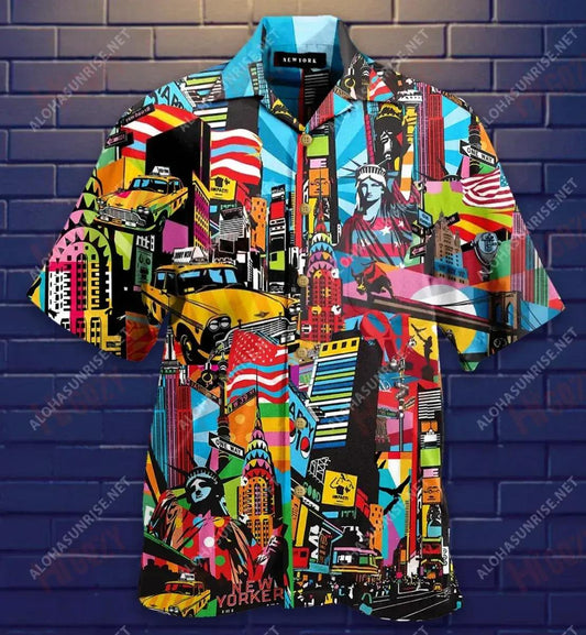 Color Of New York Hawaiian Shirt Hobbies Short Sleeve Custom Hawaiian Shirts Crazy Shirts Hawaii, Hwaiian For Gift