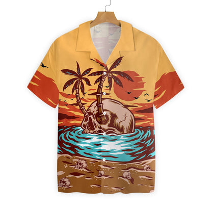 Skull Island Summer Beach Sunset Hawaiian Shirt,Hawaiian Shirt Gift, Christmas Gift