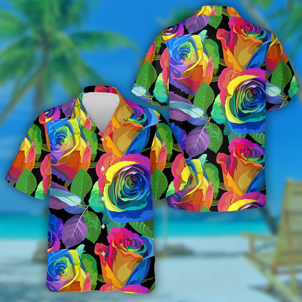 Péinteáil Ola Rósanna Ildaite Ar Chúlra Dubh Léine Haváís, Bronntanas Léine Haváíais, Bronntanas Nollag