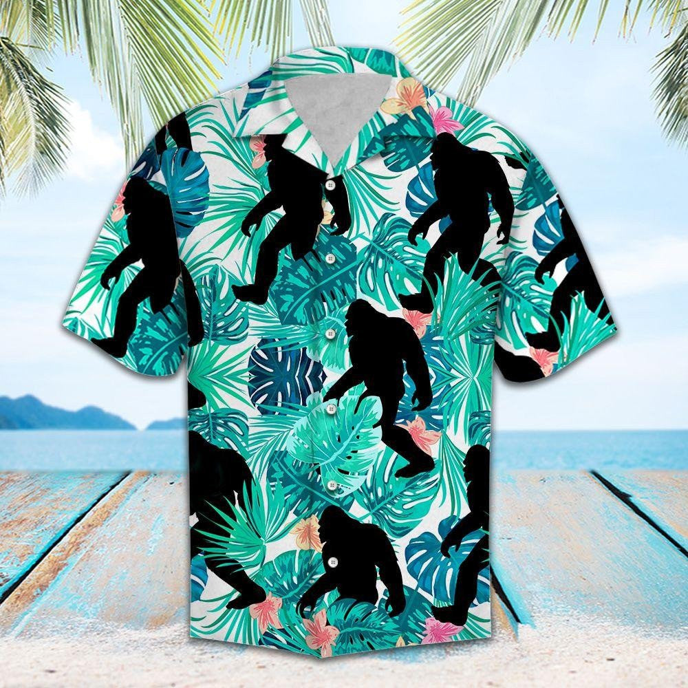 Cool Bigfoot Tropical Jungle Design Hawaiian Shirt,t,Hawaiian Shirt Gift, Christmas Gift