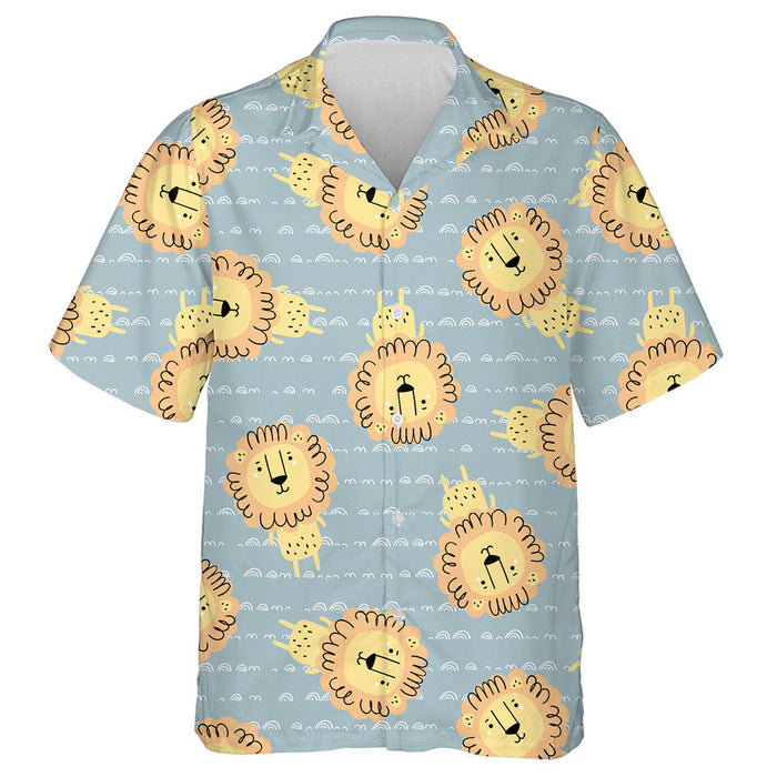 Scandinavian Style Background With Cute Lion Hawaiian Shirt,Hawaiian Shirt Gift, Christmas Gift