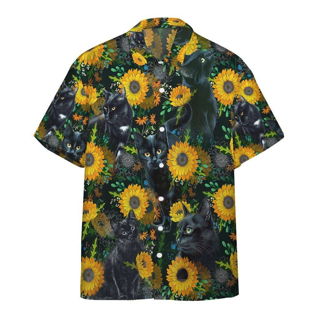 Artistic Black Cat Crazy Ornamental Hawaiian Shirt, Hawaiian For Gift