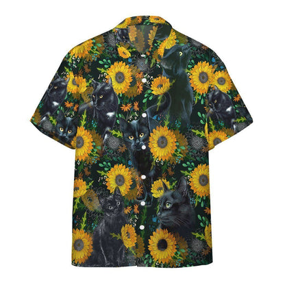 Artistic Black Cat Crazy Ornamental Hawaiian Shirt, Hawaiian For Gift