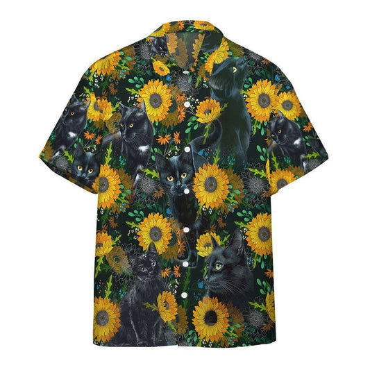 Artistic Black Cat Crazy Ornamental Hawaiian Shirt, Hawaiian For Gift