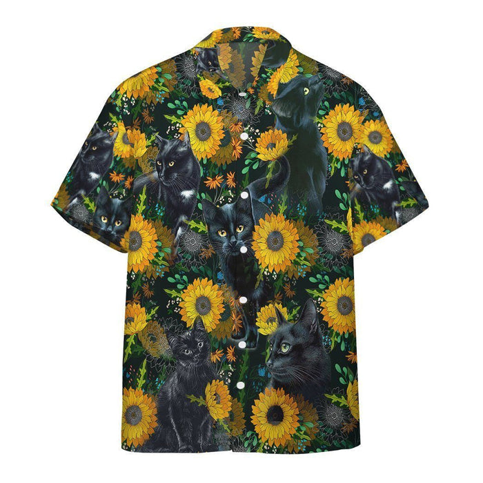 Artistic Black Cat Crazy Ornamental Hawaiian Shirt, Hawaiian For Gift