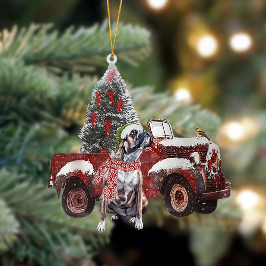 Boxer-Christmas Truck Two Sided Christmas Plastic Hanging Ornament, Christmas Ornament Gift, Christmas Gift, Christmas Decoration