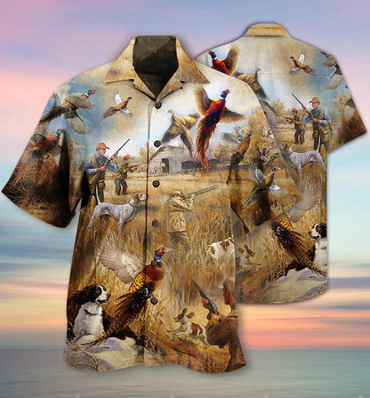 Pheasant Hunting Animals Running Away Hawaiian Shirt,Hawaiian Shirt Gift, Christmas Gift