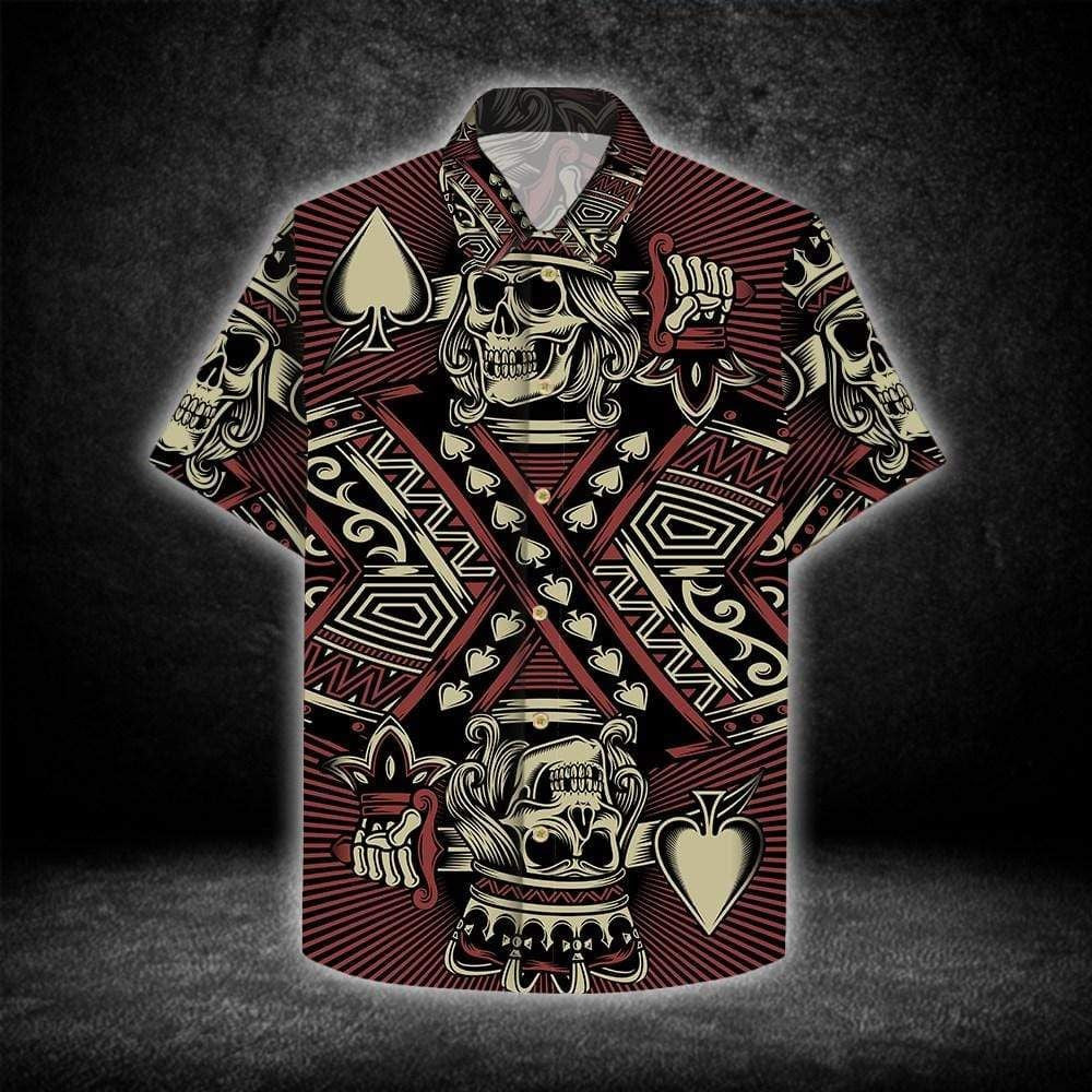Gamble King Skull And Poker Gothic Hawaiian Shirt,Hawaiian Shirt Gift, Christmas Gift