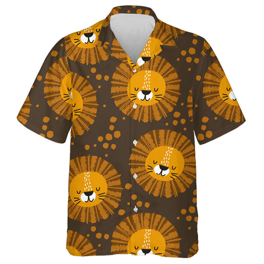 Sleeping Lion On Brown Background Hawaiian Shirt,Hawaiian Shirt Gift, Christmas Gift