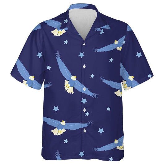 Eagles Soaring In The Night Sky And Stars Hawaiian Shirt, Hawaiian Shirt Gift, Christmas Gift