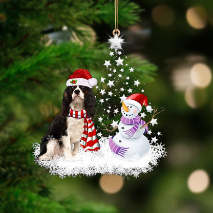 Cavalier King Charles Spaniel-Star Tree Crochta Nollag Plaisteach Crochta Ornáid, Ornáid Nollag Shona, Bronntanas Nollag, Maisiú Nollag