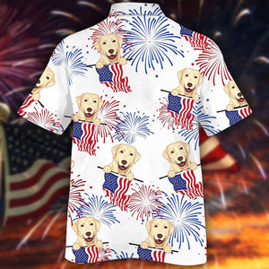 Labrador Retriever With American Flag Hawaiian Shirt, Hawaiian For Gift