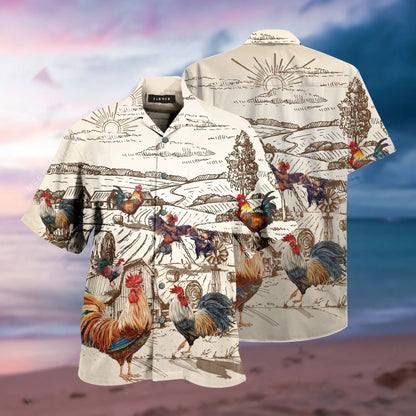 Farm Rooster Style Pretty Ornamental Hawaiian Shirt,Hawaiian Shirt Gift, Christmas Gift