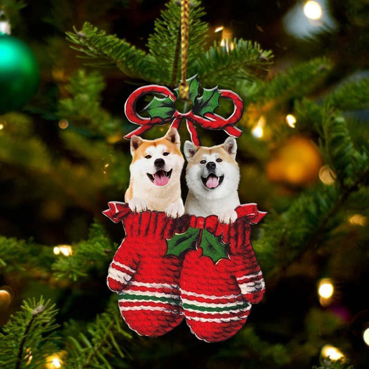 Akita Inu Inside Your Gloves Christmas Holiday-Two Sided Christmas Plastic Hanging Ornament, Christmas Ornament Gift, Christmas Gift, Christmas Decoration