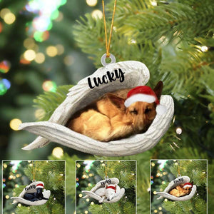 Personalized German Shepherd Sleeping Angel Christmas Flat Acrylic Dog Ornament Memorial Dog Gift,Christmas Decoration