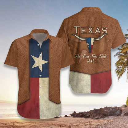 For Men And Women, Texas Cowboy Style Hawaiian Shirt  Crazy Funny Hawaiian Shirt  Leather 3D Print Art Vintage Hawaiian Shirt, Hawaiian Shirt Gift, Christmas Gift