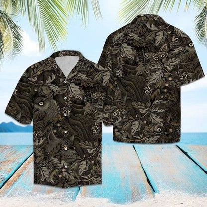 Camouflage Owl Butterfly Hawaiian Shirt Summer- Hawaiian Shirts -Hawaiian Shirt Gift, Christmas Gift