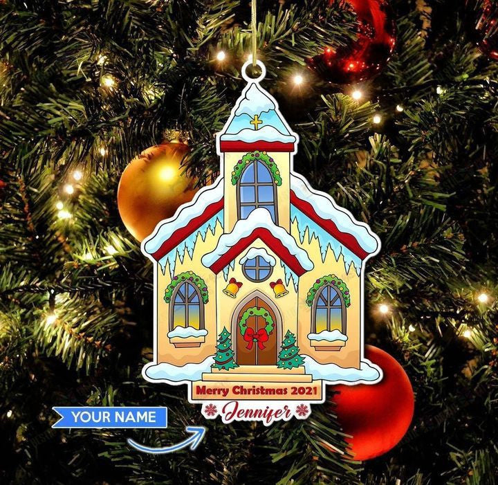 Church Personalized Ornament, Christmas Gift, Christmas Decoration
