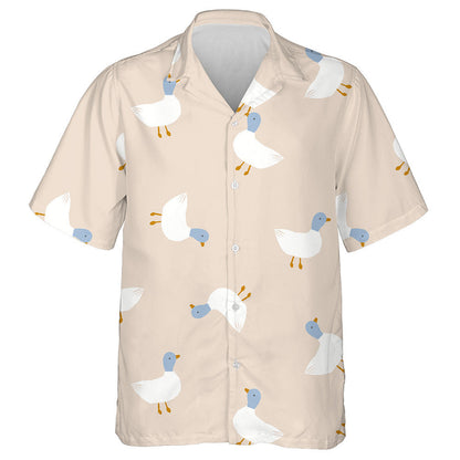 Hand Drawn Cute Ducks On Beige Background Hawaiian Shirt, Hawaiian Shirt Gift, Christmas Gift