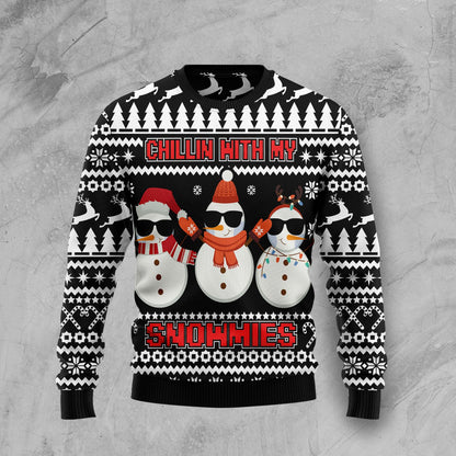Chillin With My Snowmies Ugly Christmas Sweater, Christmas Ugly Sweater,Christmas Gift,Gift Christmas 2022