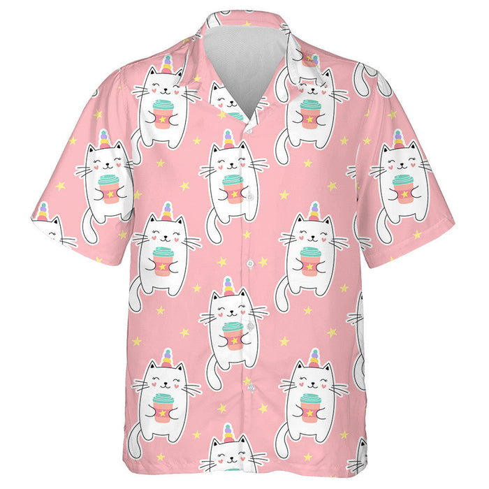 Sweet Cat Unicorn And Cup Of Coffee Hawaiian Shirt,Hawaiian Shirt Gift, Christmas Gift