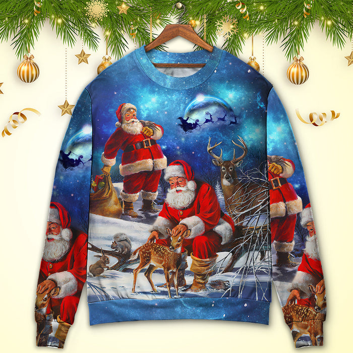 Christmas Santa Claus Xmas Is Coming Sky Night Art Style Ugly Christmas Sweater, Christmas Gift, Gift Christmas 2024