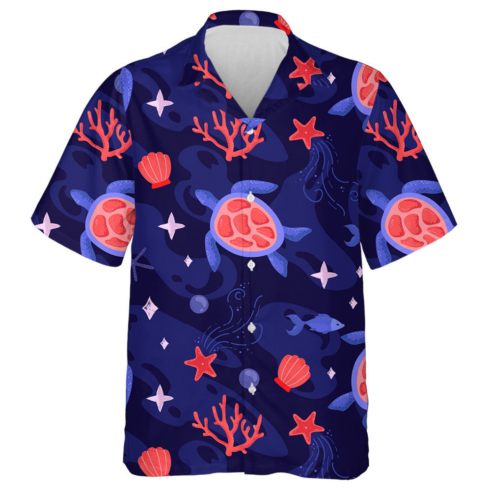 Sea Turtles And Corals In The Sea Hawaiian Shirt,Hawaiian Shirt Gift, Christmas Gift