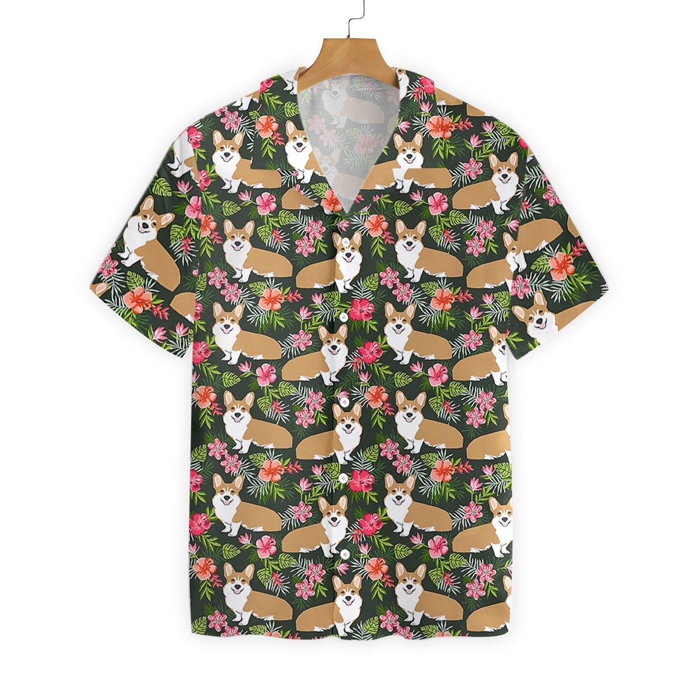 Into Pet Corgi Tropical Flower Design Hawaiian Shirt, Hawaiian For Gift