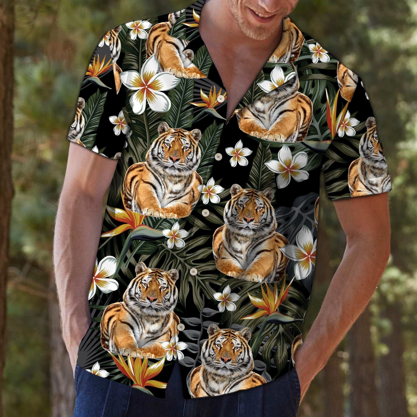 TigerTropical Hawaiian Shirt_, Hawaiian Shirt Gift, Christmas Gift