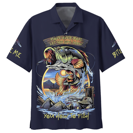 Fishing Fish On The Dark Design Hawaiian Shirt,Hawaiian Shirt Gift, Christmas Gift
