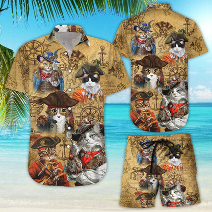 Cute Hawaiian Shirts - Cat Pirate Aloha Hawaiian Shirt - Gift Ideas For Cat Lovers, Hwaiian For Gift