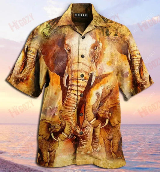 Rugadh Le Bheith ar an Duine is Mó - Eilifint Unisex Léine Haváí Muinchille Samhraidh Oirbheartaíochta Léine Haváise Léinte Greannmhar Haváís, Bronntanas Léine Haváís, Bronntanas Nollag