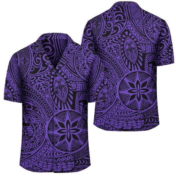 Hawaii Shirt Polynesian Hawaiian Style Tribal Tattoo Violet Hawaiian Shirt, Hawaiian Shirt Gift, Christmas Gift