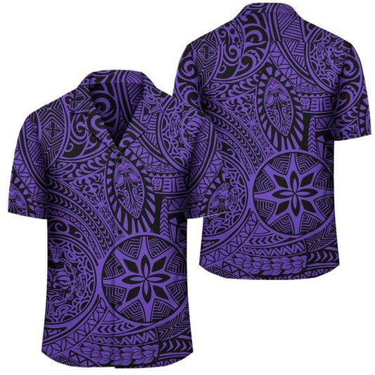 Hawaii Shirt Polynesian Hawaiian Style Tribal Tattoo Violet Hawaiian Shirt, Hawaiian Shirt Gift, Christmas Gift