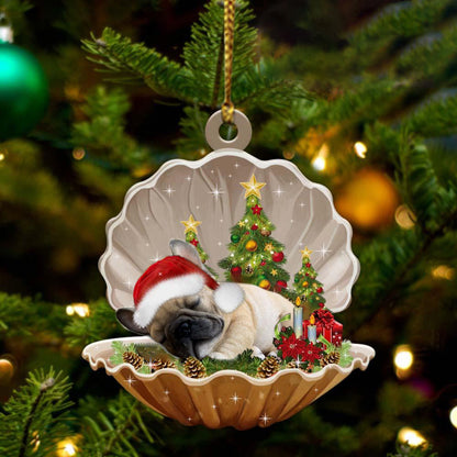 Cute French Bulldog Sleeping in Pearl Dog Christmas Ornament Flat Acrylic,Christmas Gift,Christmas Decoration