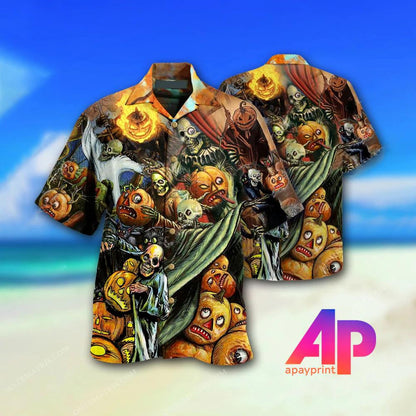 Halloween Pumpkin Scary Hawaiian Shirt, Hawaiian For Gift