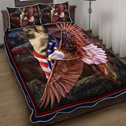 German Shepherd American Patriot Dog Quilt Bedding Set Bedroom Set Bedlinen 3D,Bedding Christmas Gift,Bedding Set Christmas