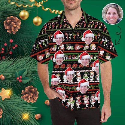 Cute Snowman Merry Xmas Custom Photo Hawaiian Shirt,Hawaiian Shirt Gift, Christmas Gift