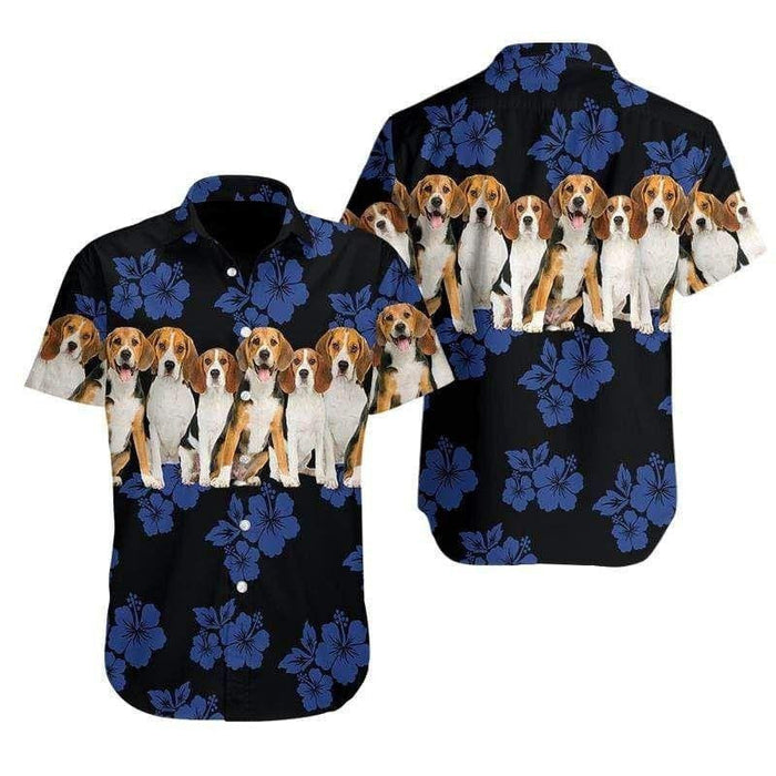 Awesome Beagle Cute Dog Christmas Flower Background Hawaiian Shirt,Hawaiian Shirt Gift,Christmas Gift