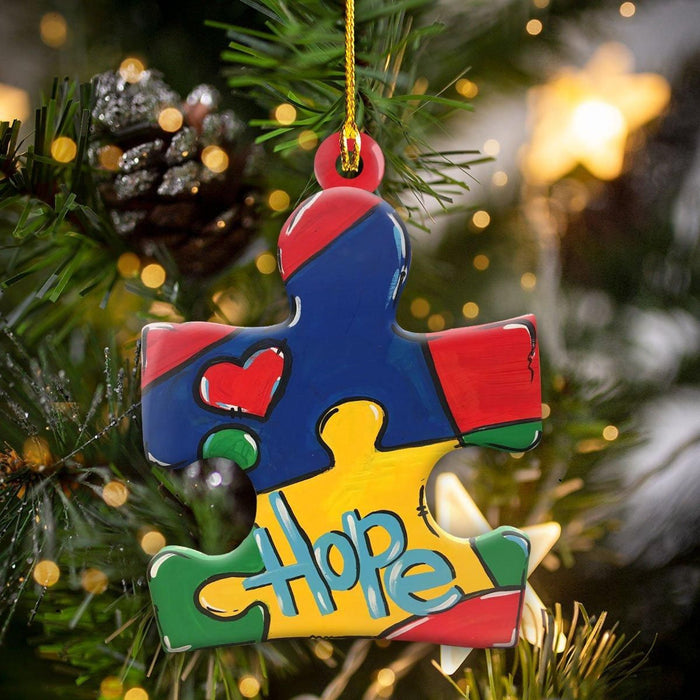 Autism - Puzzle Piece Shape Ornament, Christmas Ornament Gift, Christmas Gift, Christmas Decoration