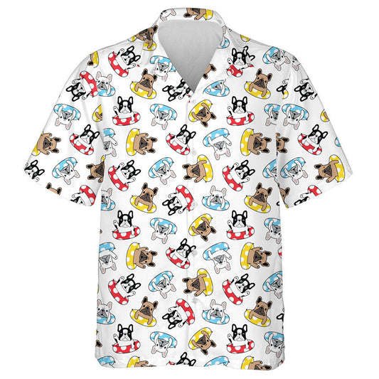 Snámha Ponc Fáinne Bulldog Cartún Nollag Léine Haváís, Bronntanas Léine Haváís, Bronntanas Nollag.