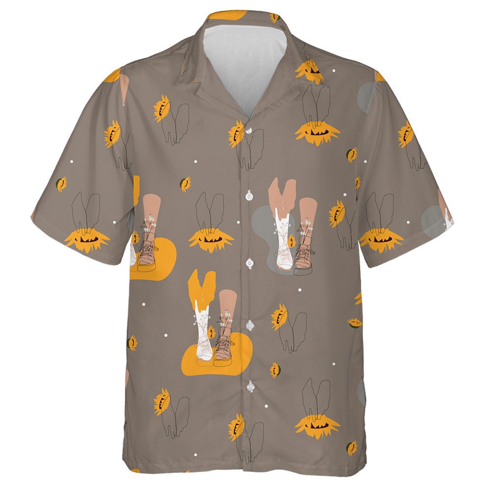 Bláthanna Fiáine Agus Lusanna Gréine Oráiste le Cosa Péinteáilte I Stocaí Léine Haváís, Bronntanas Léine Haváís, Bronntanas Nollag