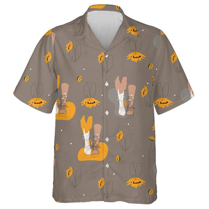 Bláthanna Fiáine Agus Lusanna Gréine Oráiste le Cosa Péinteáilte I Stocaí Léine Haváís, Bronntanas Léine Haváís, Bronntanas Nollag