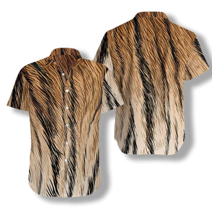 Black Tiger Fur Strip Pattern Hawaiian Shirt, Hawaiian For Gift