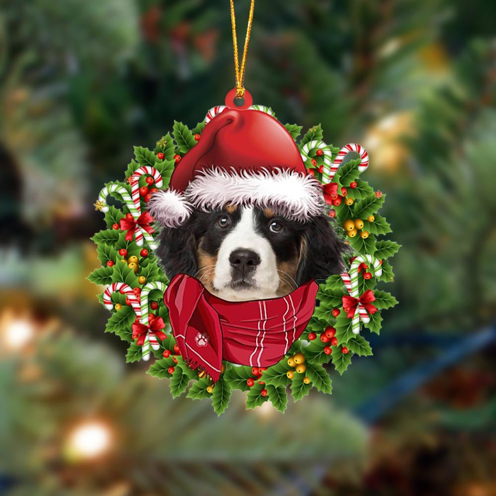 Bernese Mountain Dog-Xmas Bandana Hanging Christmas Plastic Hanging Ornament, Christmas Ornament Gift, Christmas Gift, Christmas Decoration