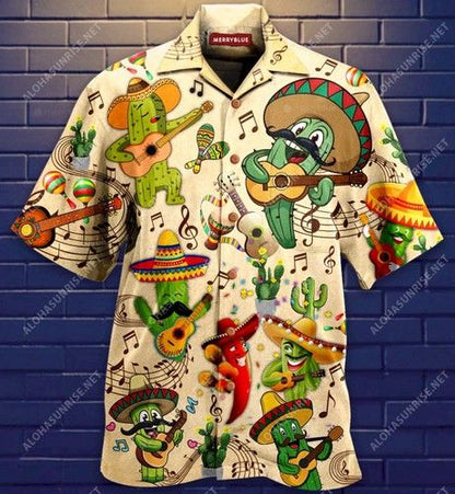 Cactus Play Guitar Unisex Hawaiian Shirt_ Hawaiian Shirts -Hawaiian Shirt Gift, Christmas Gift