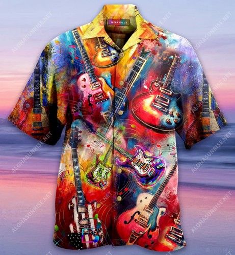 Colorful Guitar Unisex Hawaiian Shirt, Hwaiian For Gift