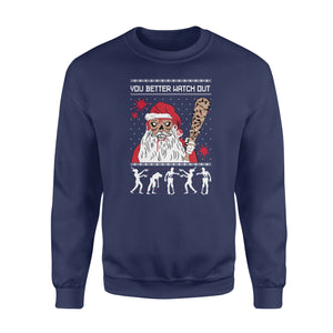 Ugly Christmas Sweater Zombie Walker Scarys and Dead Santa Women Sweatshirt - Funny sweatshirt gifts christmas ugly sweater for men and women