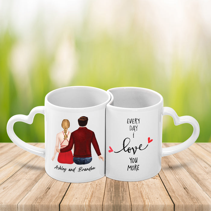 Couple of Heart Shaped Mug Every Day I Love You More valentines day gifts for him and her