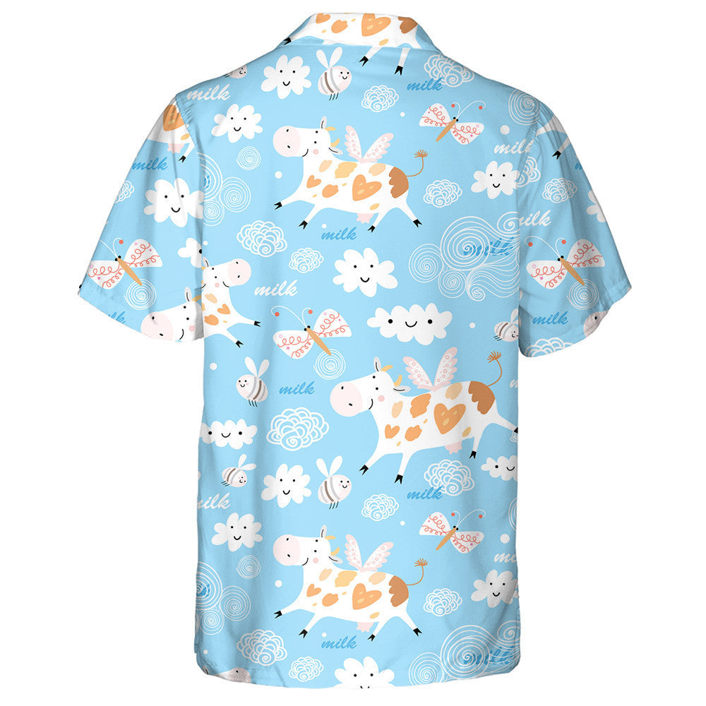 Stíl Doodle Bó Eitilte Agus Bee Sa Spéir Léine Haváís, Bronntanas Léine Haváís, Bronntanas Nollag